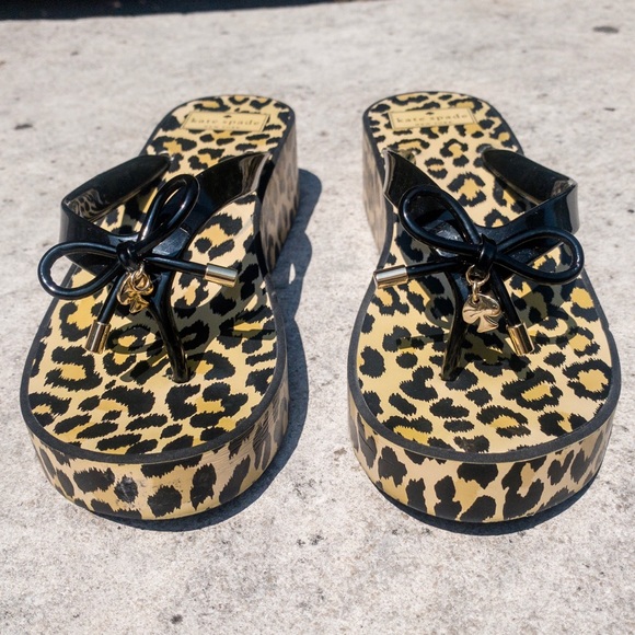 Kate Spade Cheetah Platform Sandals Black/Yellow - Picture 2 of 6